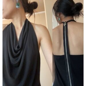 Vintage Royal Underground Black Blouse Top Cowl Neck